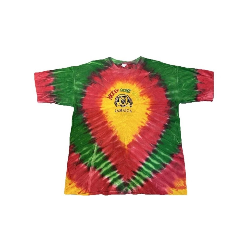 Vintage Mickey Mouse‎ Gone Dread Tie Dye T Shirt Jamaican Rasta 90s